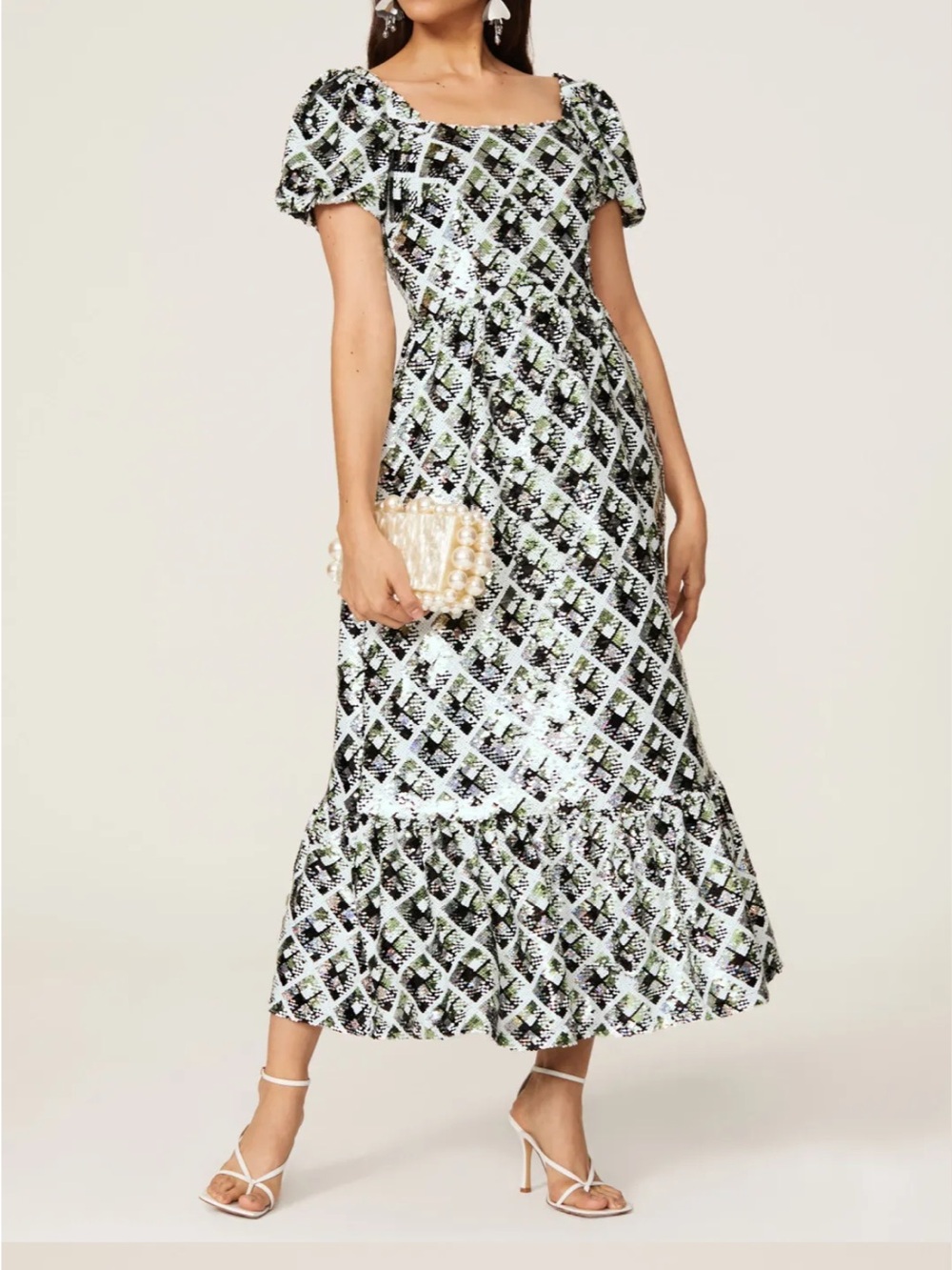HVN Women's Sequin Fromer Midi Maxi Long Dress